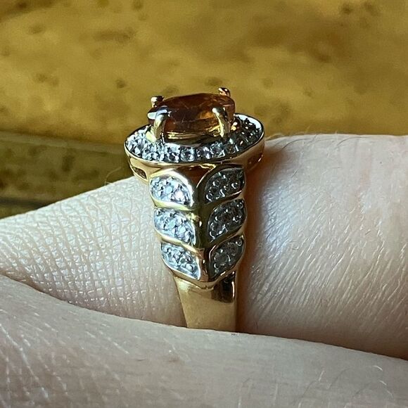 Natural Orange Garnet Sterling Silver Artistic Leaf Ring Discounted Size 6 - Picture 3 of 10